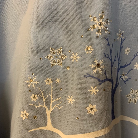 Potpourri Crystal Snowflake Trees Sweatshirt Sweater Long Sleeve Top Large EUC - Picture 5 of 10